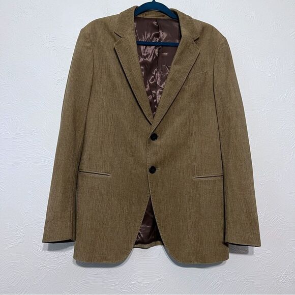 ARMANI COLLEZIONI Blazer Mens 40R  Corduroy Jacket Two Button Sport Coat Tan - Picture 1 of 9